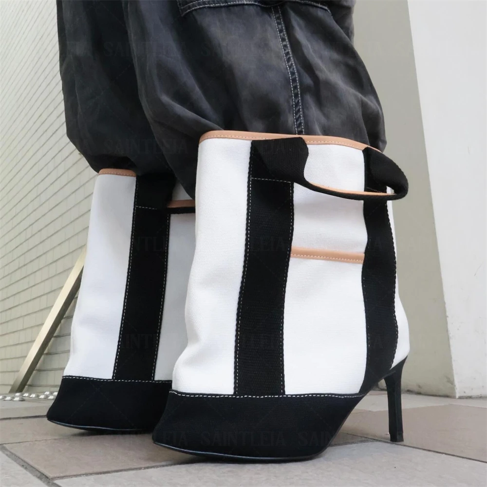 Canvas Tote Bag - New Women's Color Block Tote Bag
