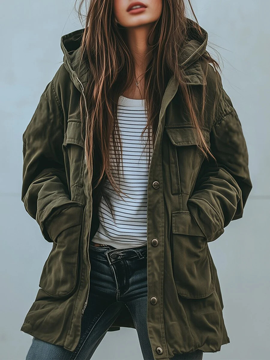 Sherpa Coat Women - Army Green Women Hooded Jacket American
