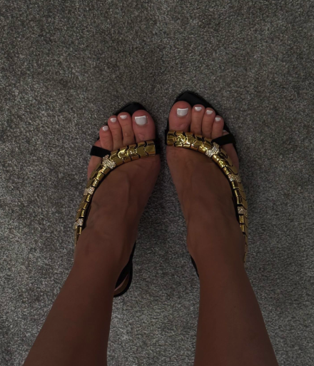 Women'S Fashion Gifts - Gold metal chain sexy leather sandals