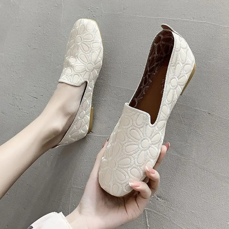 Women'S Fashion Quick Delivery - White Loafers Low Heel Elegant Slip-on