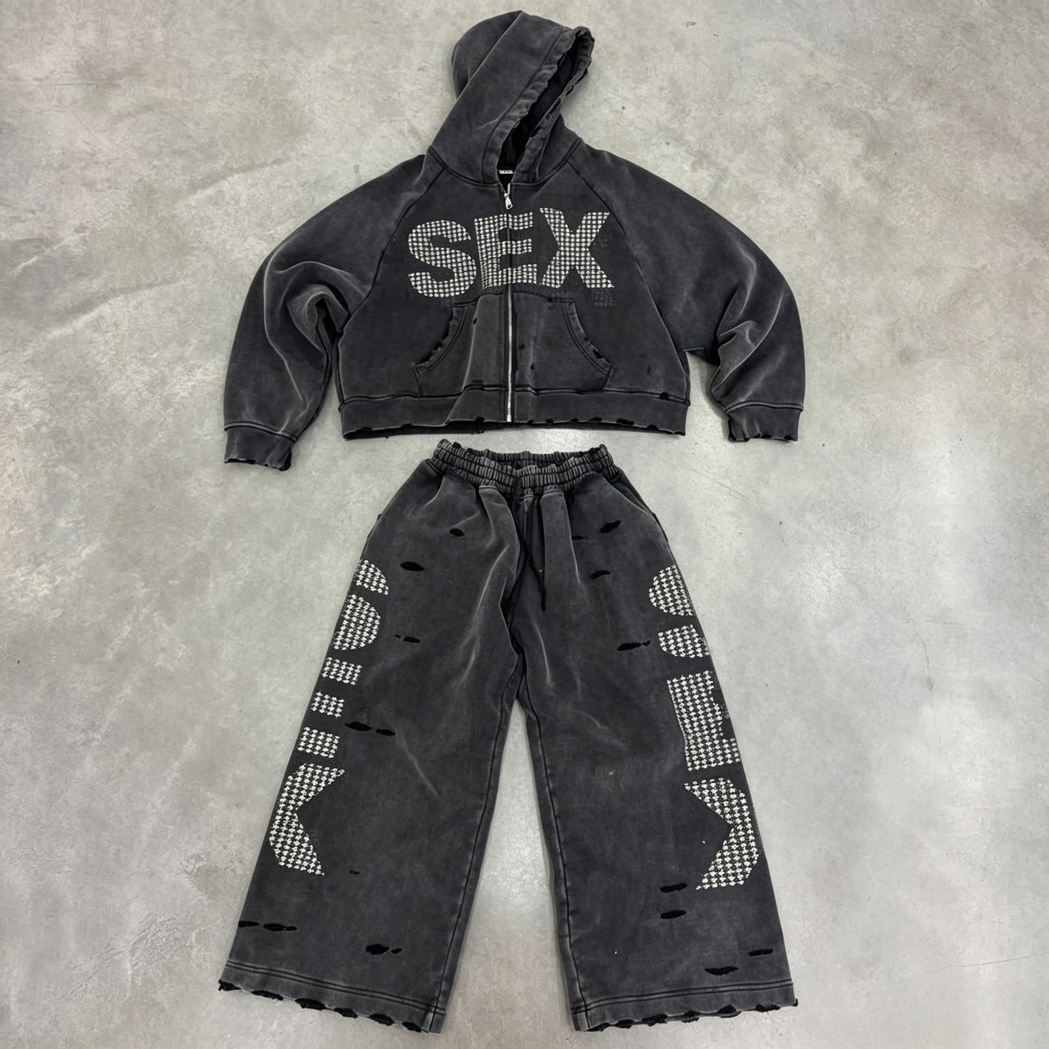 Women Fashion Images - Y2K Sex Hoodie Set Oversized Retro