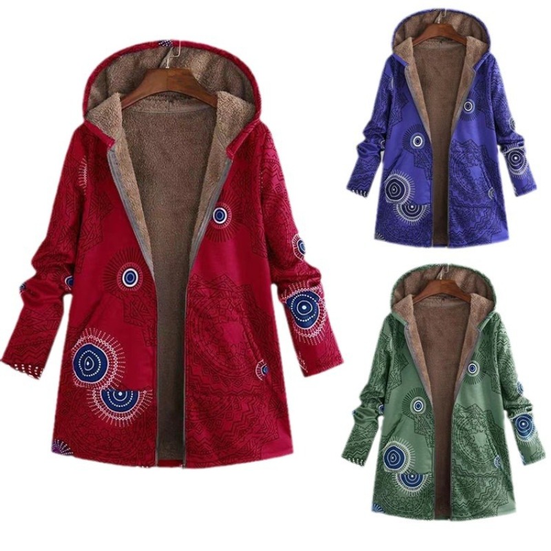Sherpa Coat Women - Womens Hooded Zipper Jacket European American