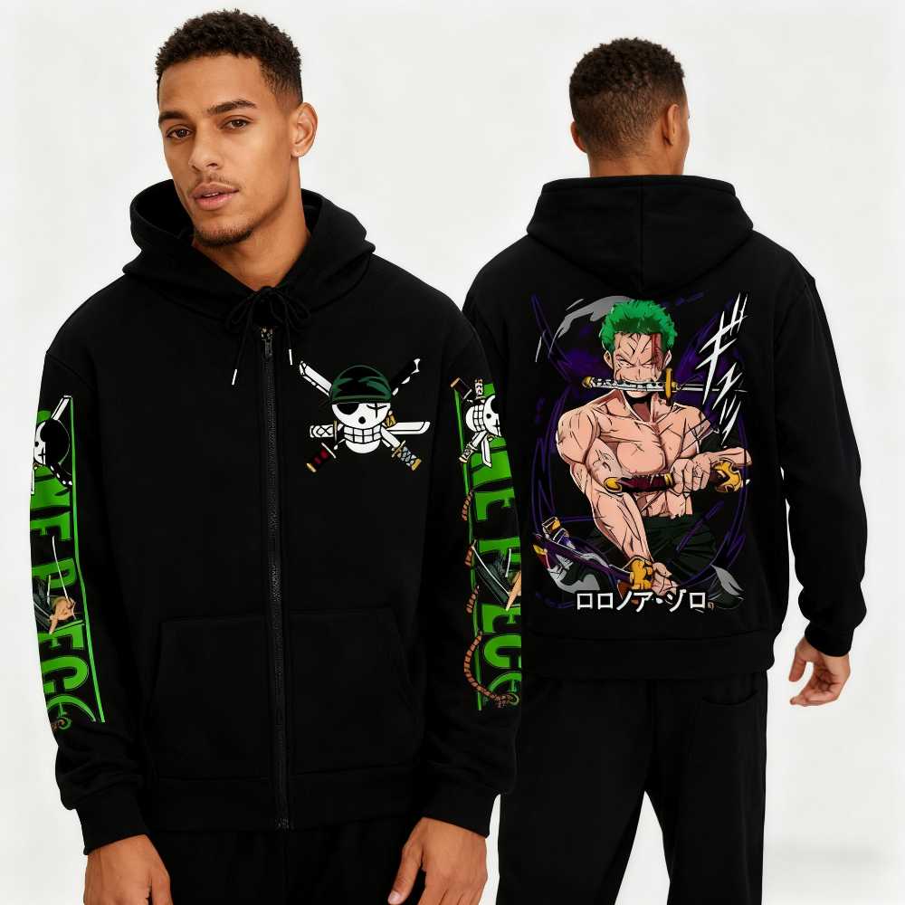 Women'S Fashion Zip Hoodie - Streetwear One Piece Zoro Anime Hoodie