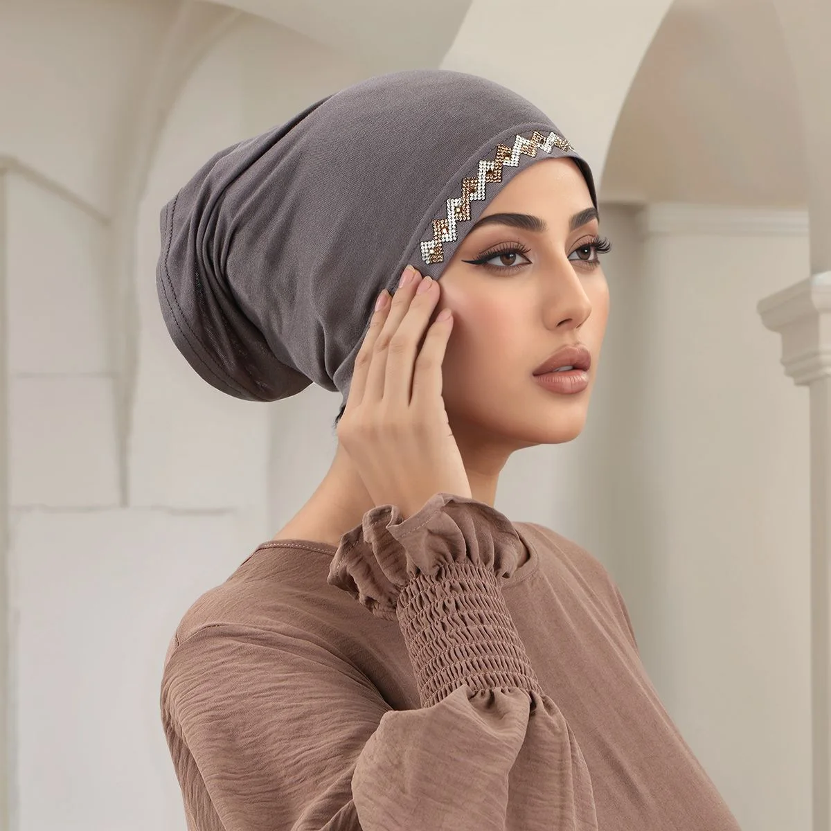 Women Fashion Hats - Muslim Head Cover Hat Elastic Hijab