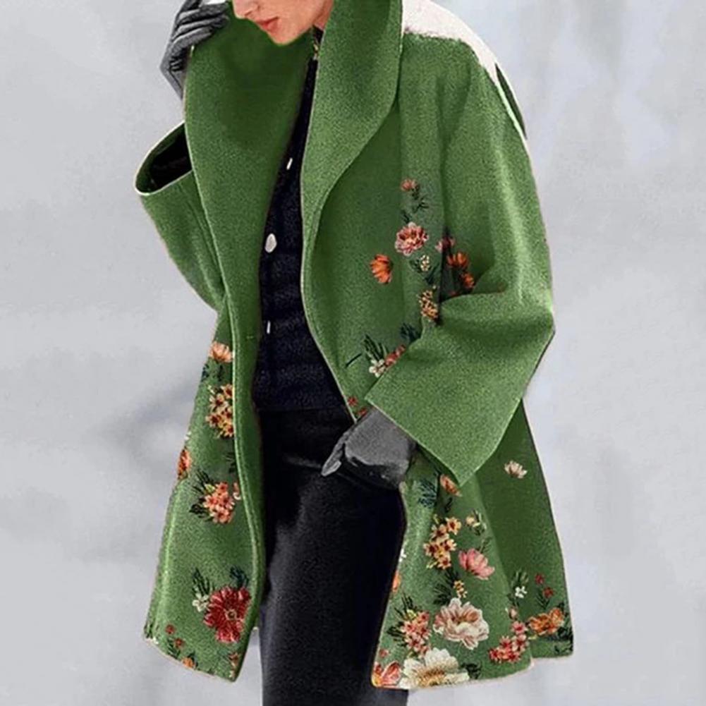 Sherpa Coat Women - Spring Jacket Elegant Flower Print Women's