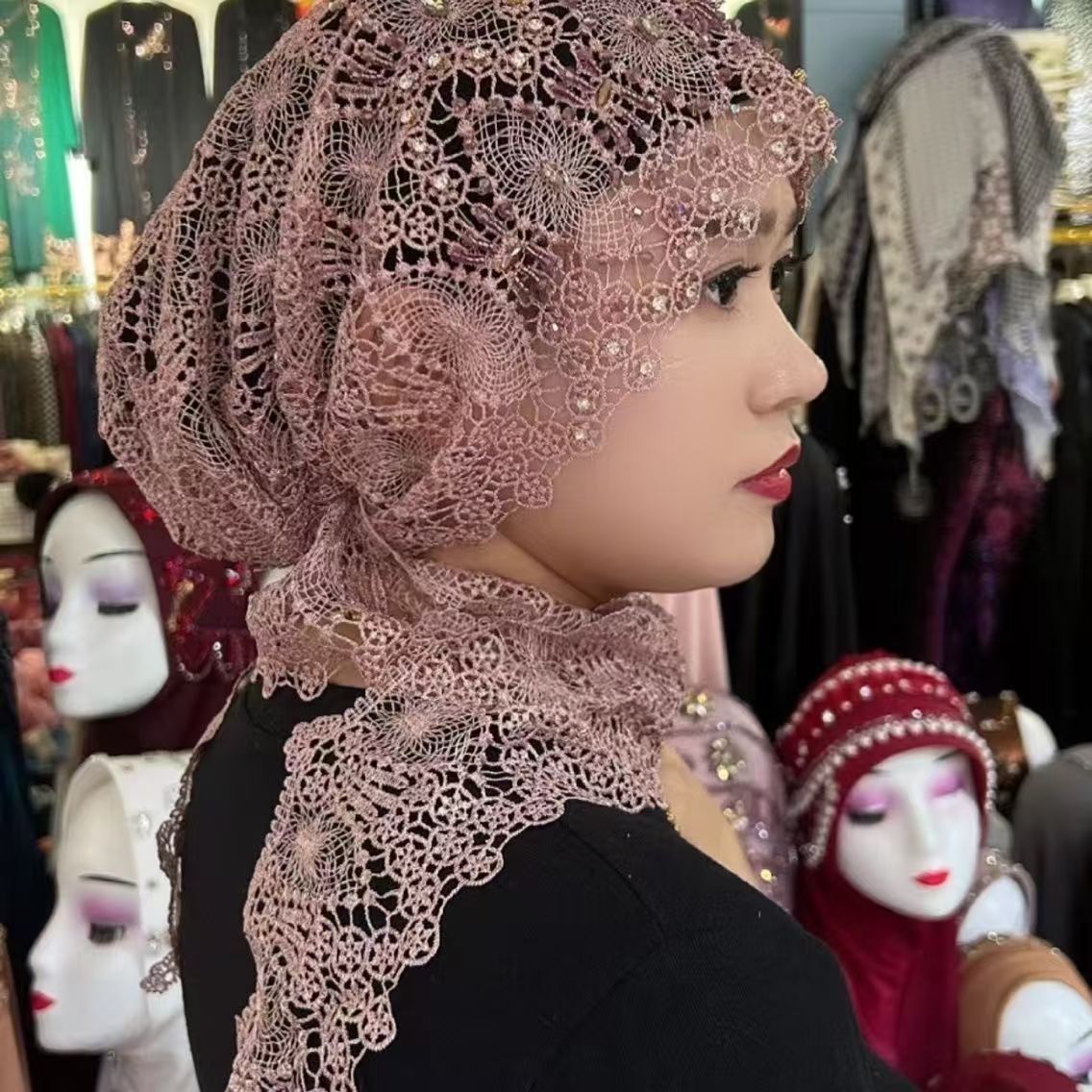 Women Fashion Hats - Muslim Hijabs Women Wedding Decoration Scarf