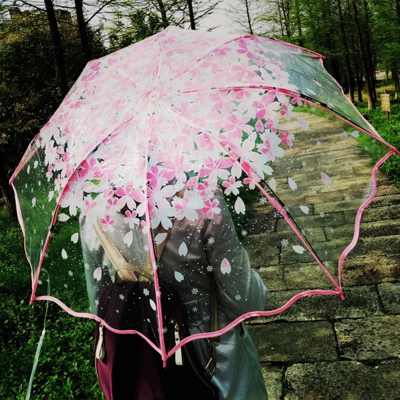 Women'S Fashion Umbrella - Fashion Thicken PVC Three Fold Transparent