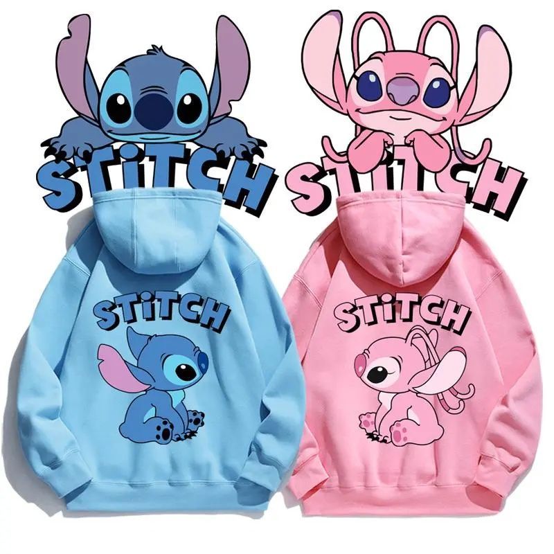 Women'S Fashion Sweatshirts - Cartoon Stitch Hoodie Loose Long-sleeved Hooded