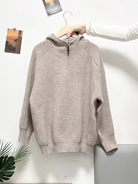 Women'S Fashion Zip Hoodie - Loose Knitted Hoodie Sweatshirt Half Zip