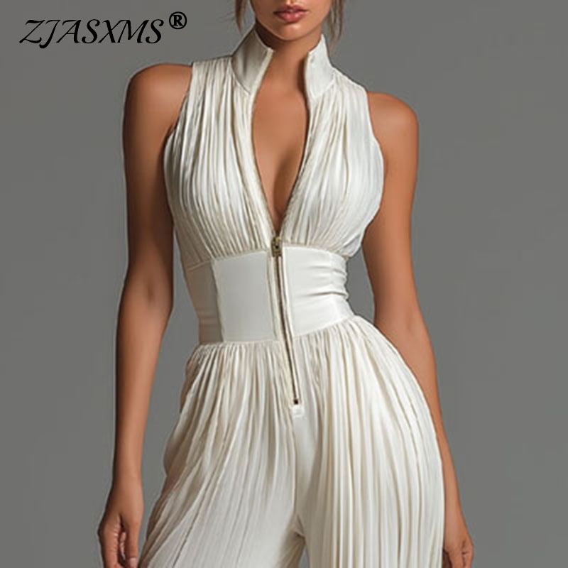 Women'S Fashion Overalls - Women Elegant Chiffon Sleeveless Jumpsuit High