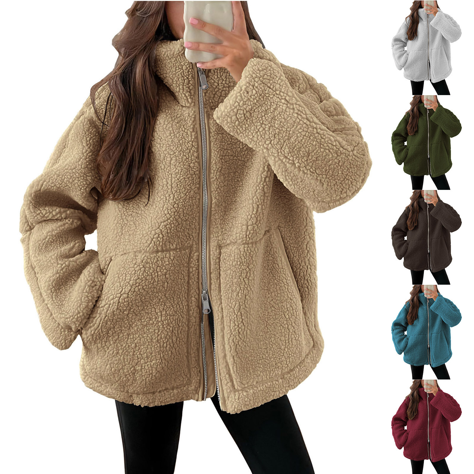 Sherpa Coat Women - Autumn Winter Women High Collar Plush