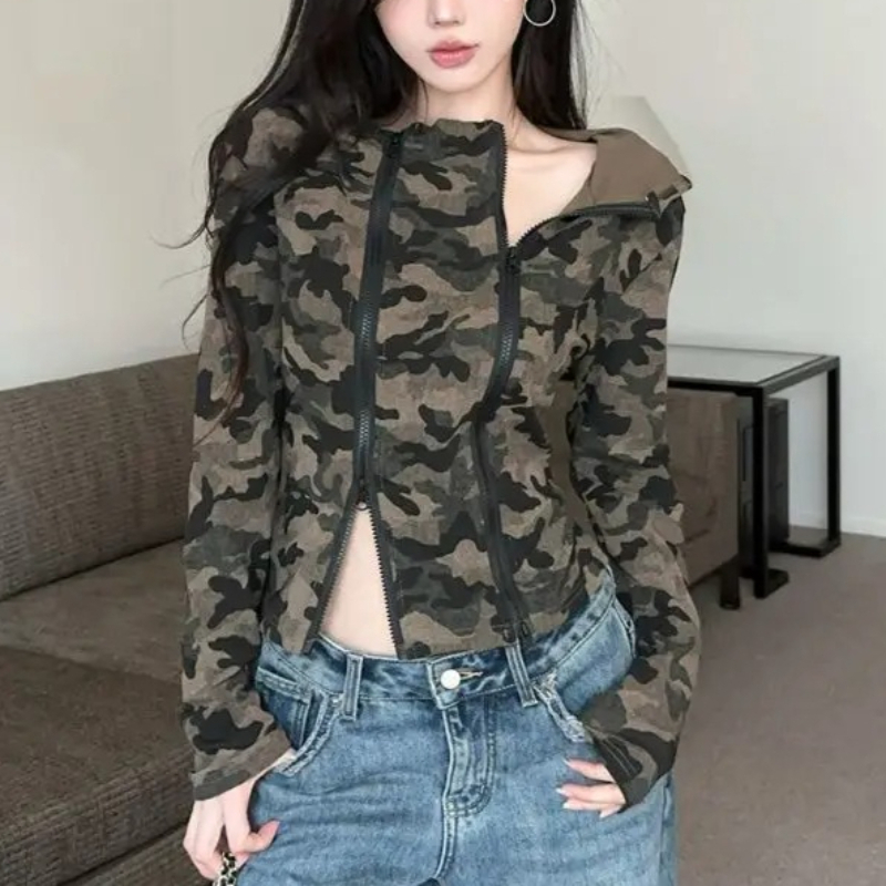 Women Camo Zip-up Hoodie Cropp - Women'S Fashion Zip Hoodie のレビューと価格