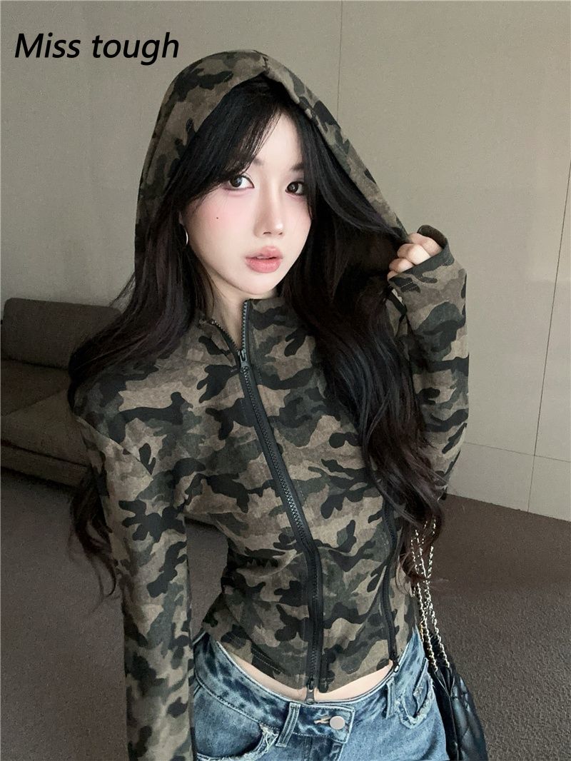 Women Camo Zip-up Hoodie Cropp - Women'S Fashion Zip Hoodie のレビューと価格