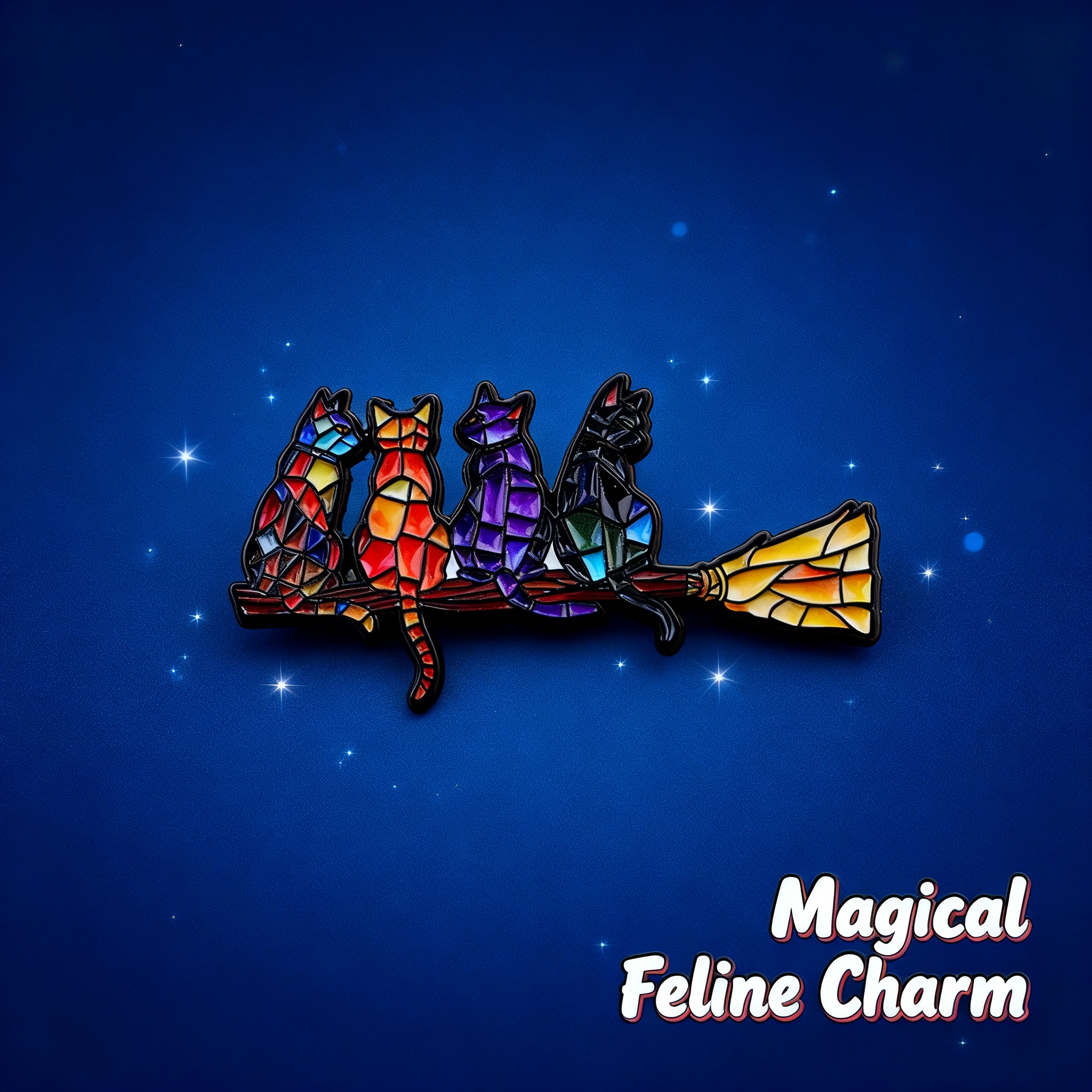 Colorful Cat Enamel Pin Witch  - Women Fashion Hats のレビューと価格