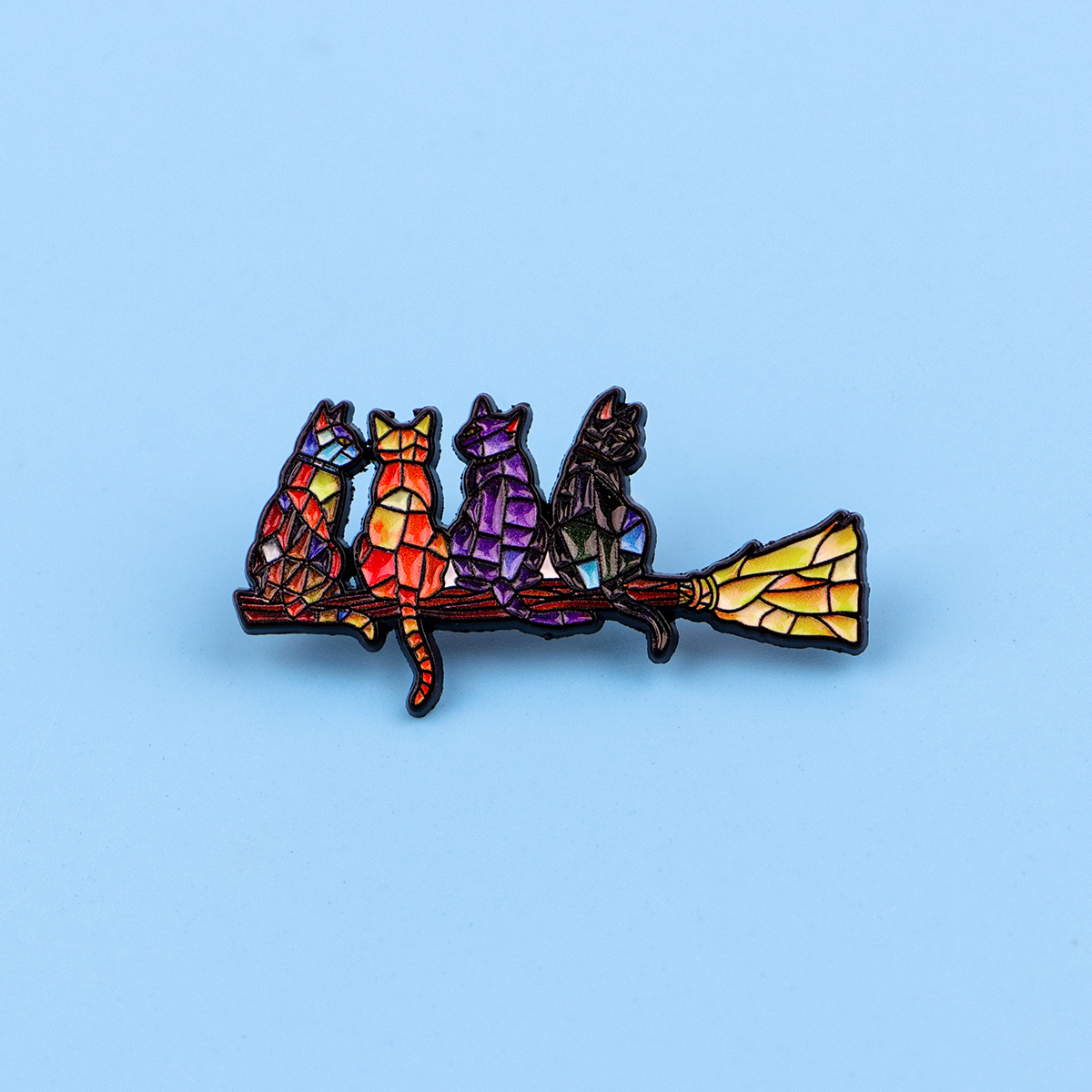 Colorful Cat Enamel Pin Witch  - Women Fashion Hats のレビューと価格