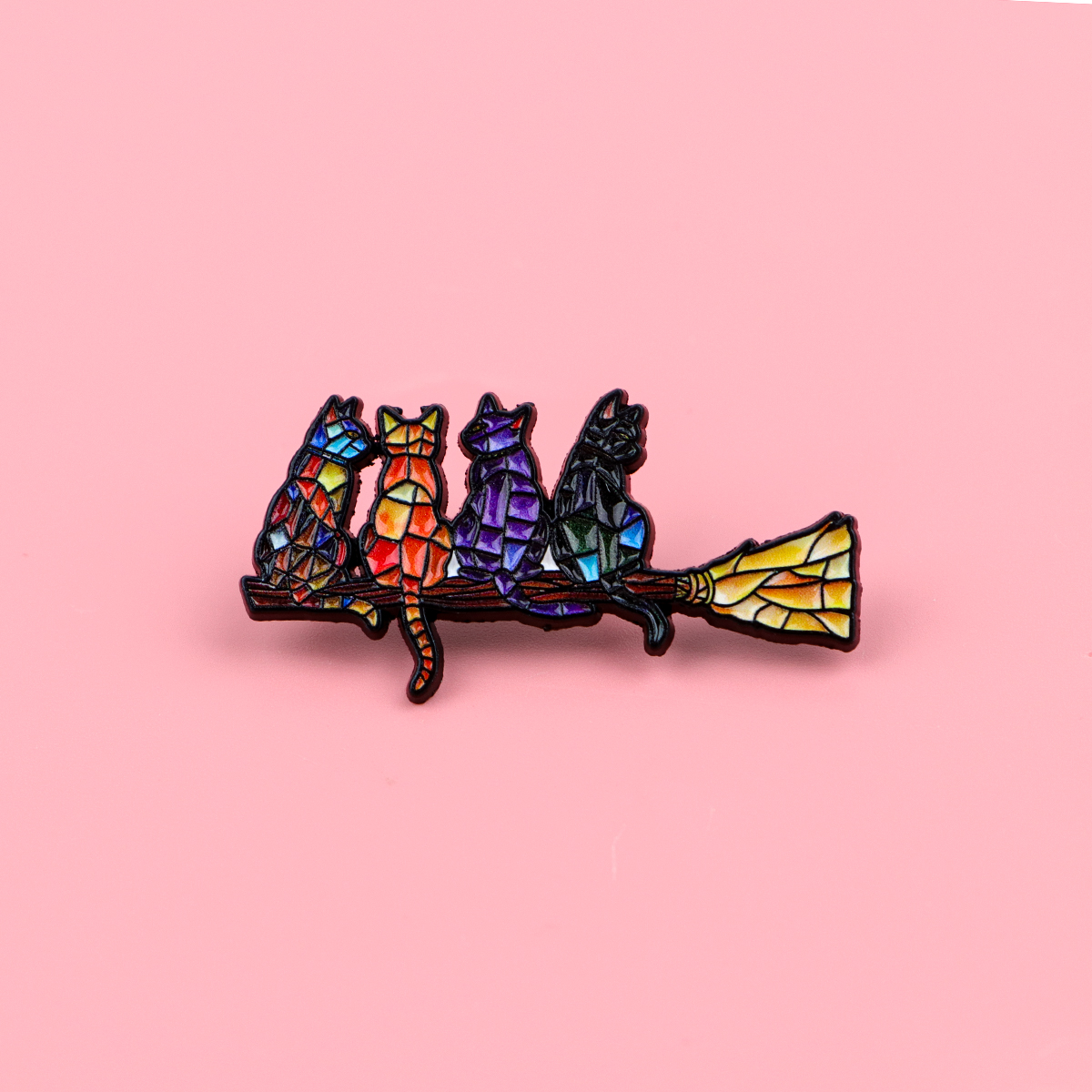 Colorful Cat Enamel Pin Witch  - Women Fashion Hats のレビューと価格