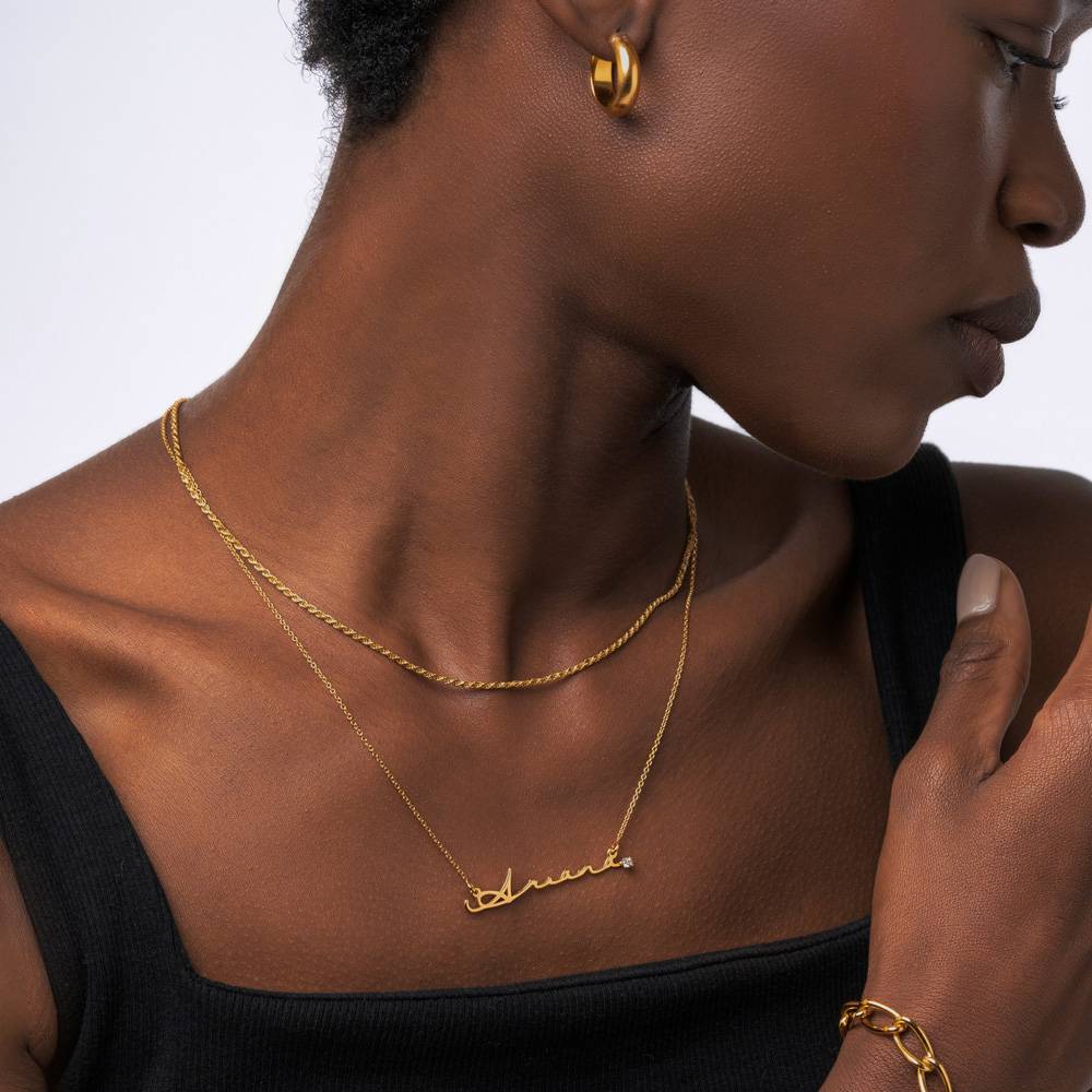 NAME NECKLACE WITH DIAMOND - G - Women Fashion Names のレビューと価格