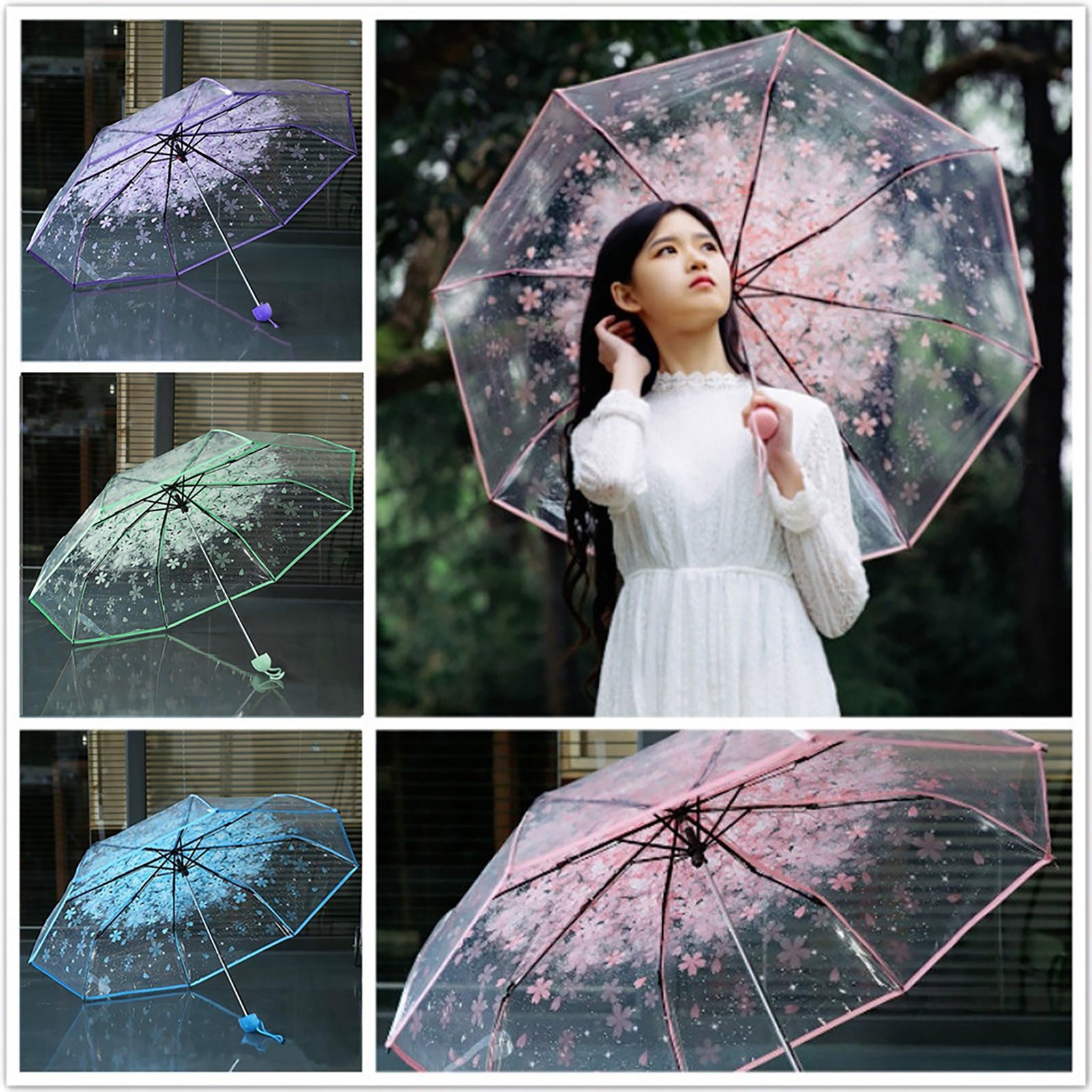 Sakura Transparent Folding Umb - Women'S Fashion Umbrella のレビューと価格