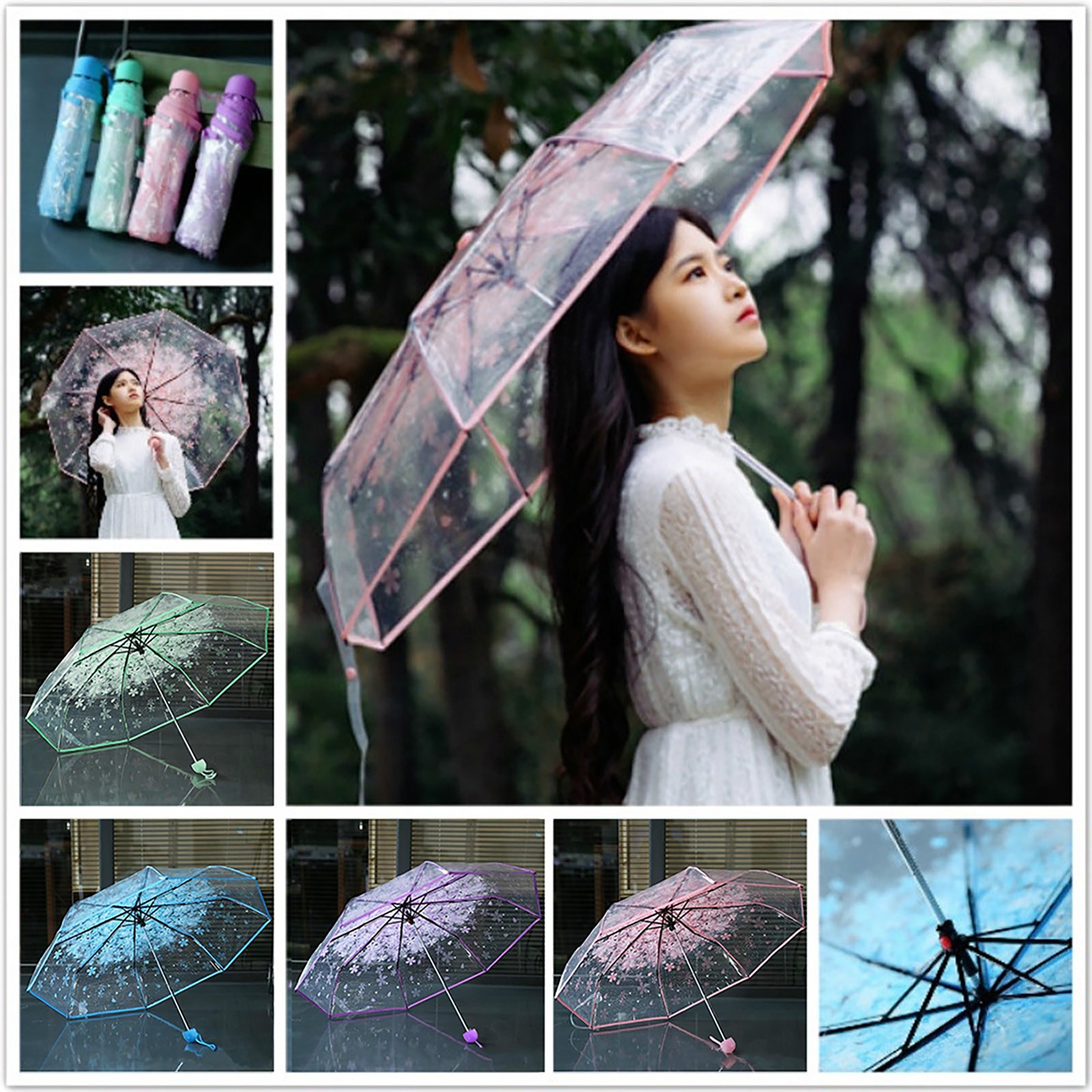 Sakura Transparent Folding Umb - Women'S Fashion Umbrella のレビューと価格