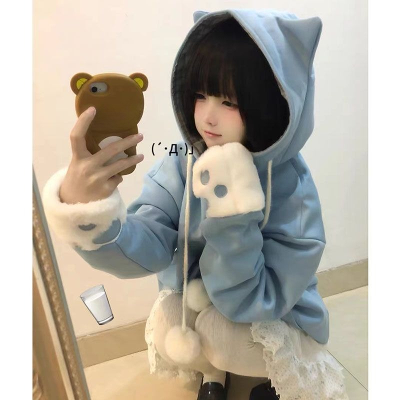 Japanese Cute Anime Embroidery - Women'S Fashion Zip Hoodie のレビューと価格