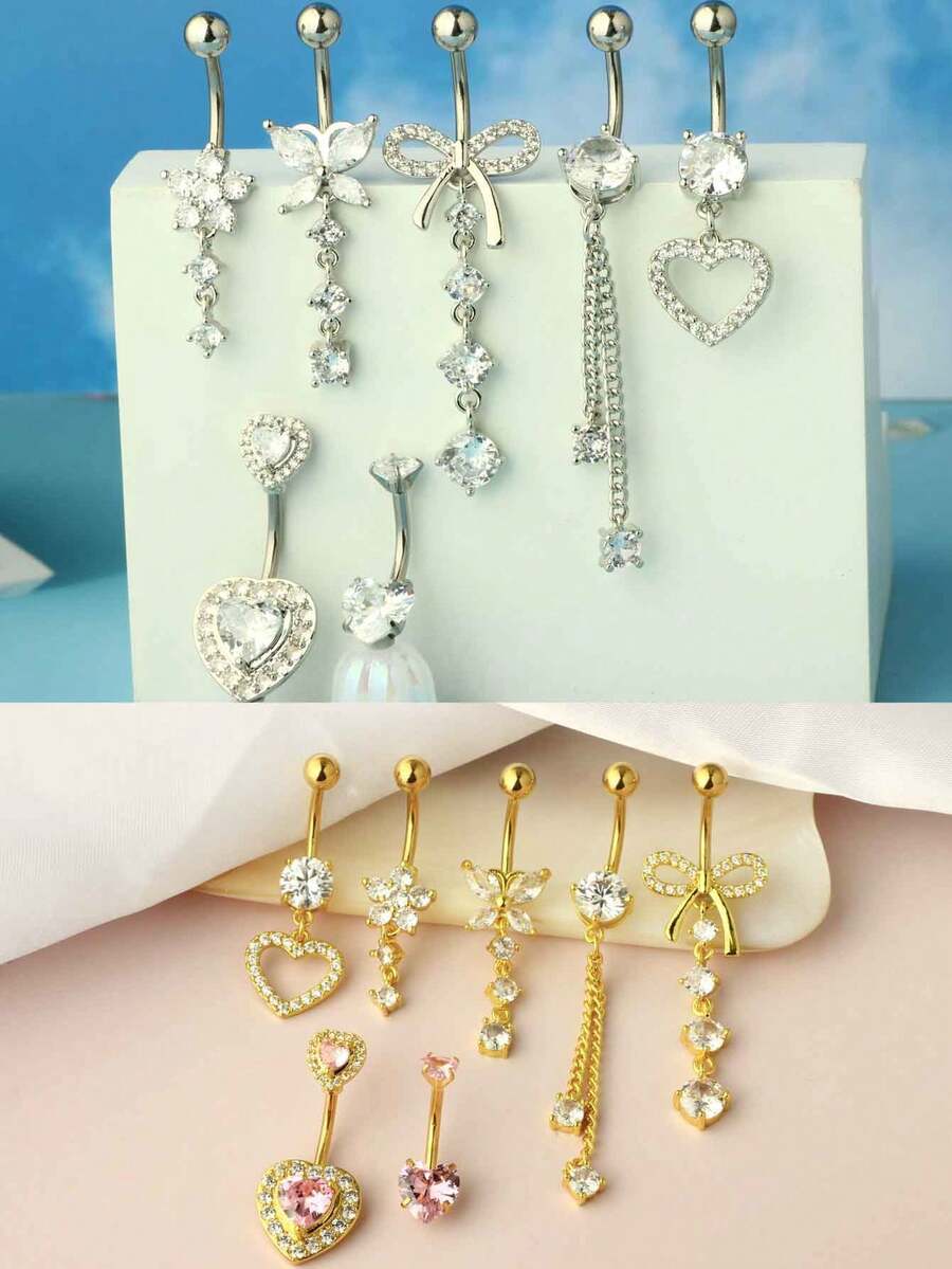 7pcs 14G Silver-Tone Crystal D - Women Fashion Rings のレビューと価格