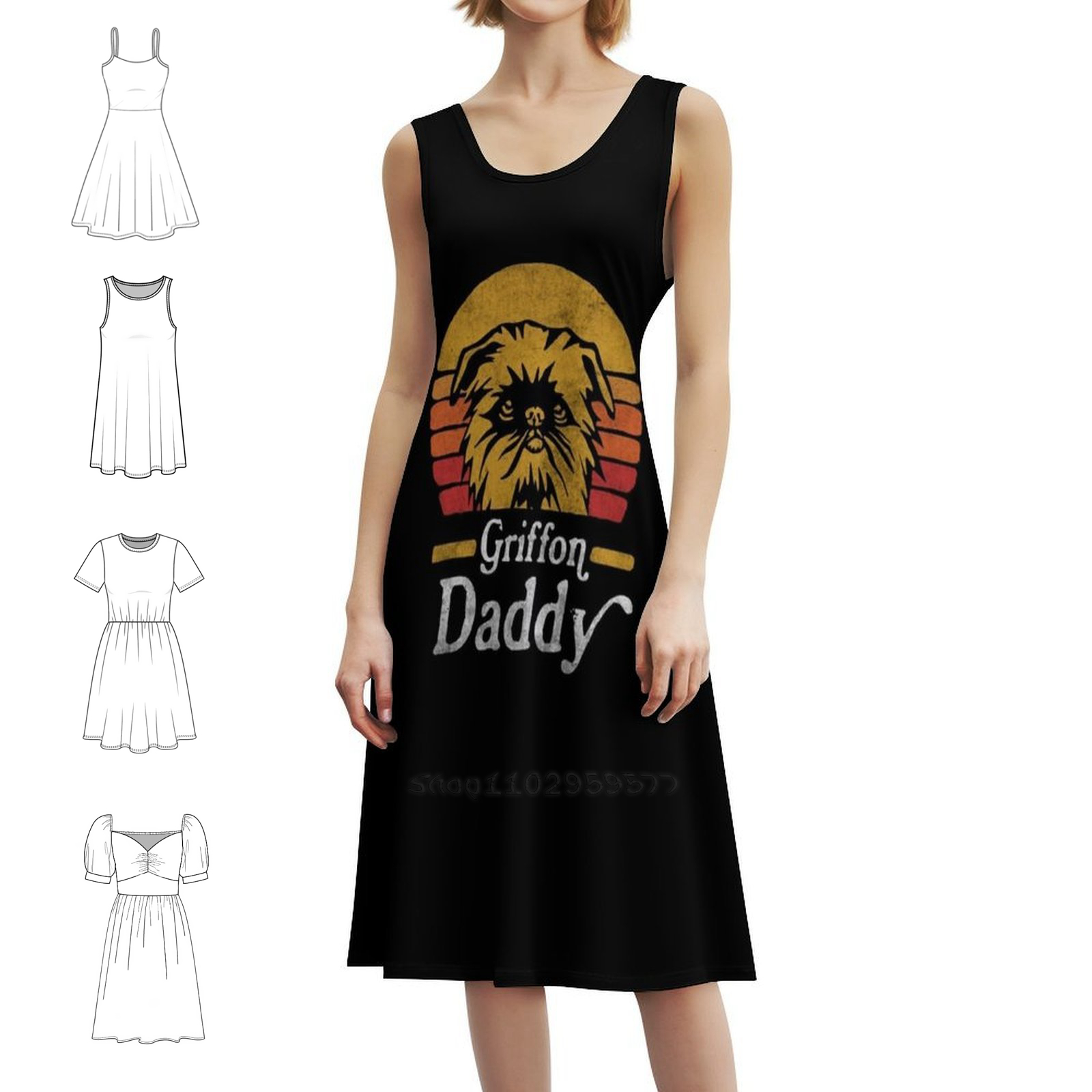 Retro Vintage Brussels Griffon - Women Fashion Gown のレビューと価格
