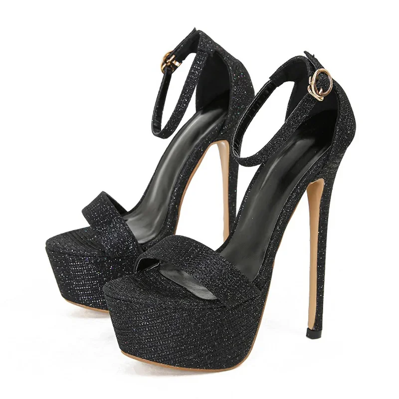 Women's Peep Toe Glitter Fabri - Women'S Fashion Gifts のレビューと価格