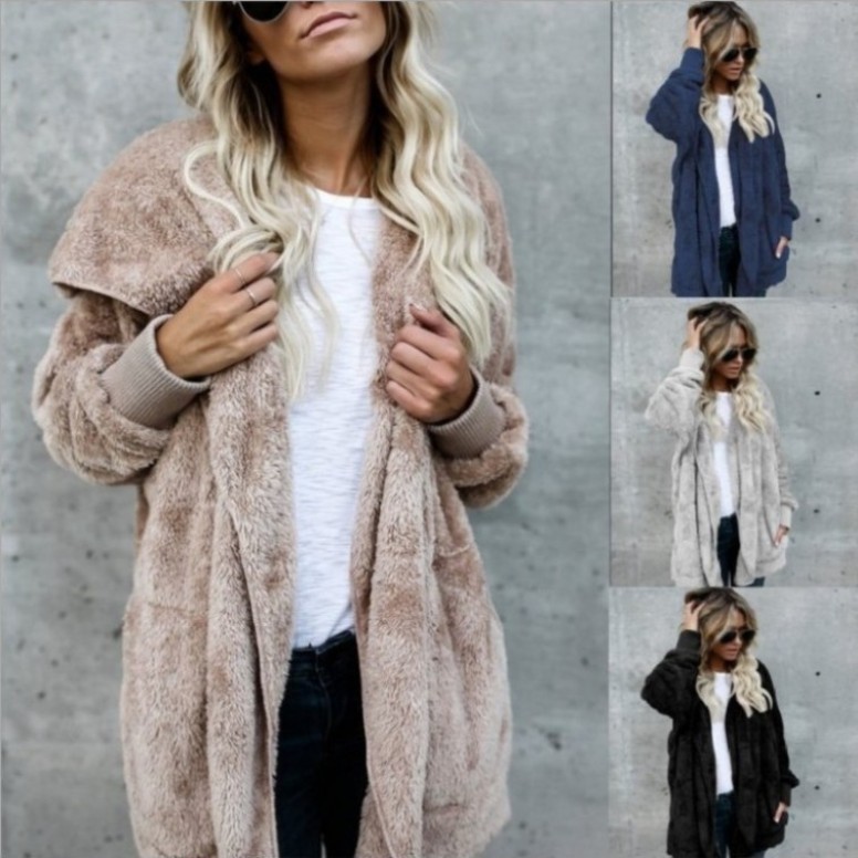 Warm Plush Faux Fur Coat Rever - Sherpa Coat Women のレビューと価格