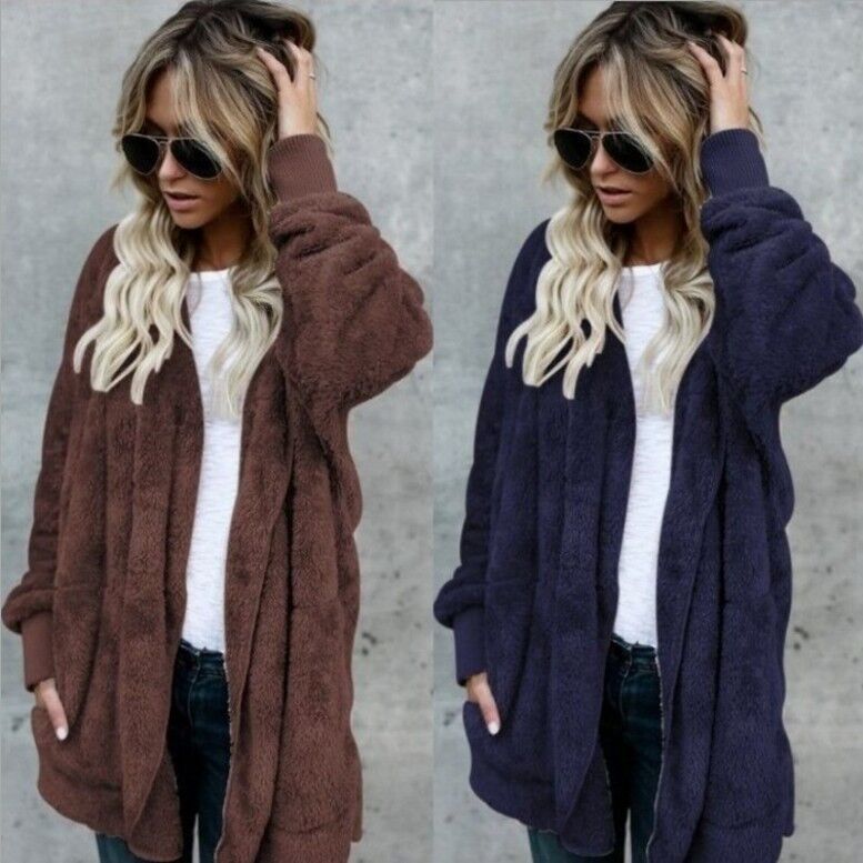 Warm Plush Faux Fur Coat Rever - Sherpa Coat Women のレビューと価格