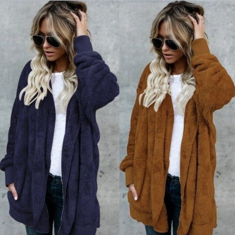 Warm Plush Faux Fur Coat Rever - Sherpa Coat Women のレビューと価格