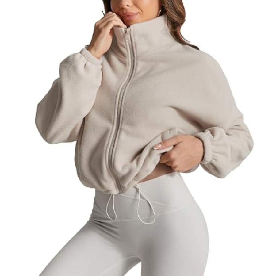 Women's Cropped Sherpa Jacket  - Sherpa Coat Women のレビューと価格