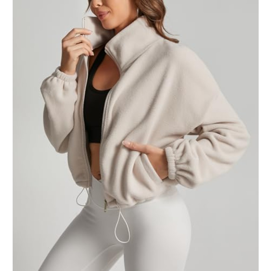 Women's Cropped Sherpa Jacket  - Sherpa Coat Women のレビューと価格