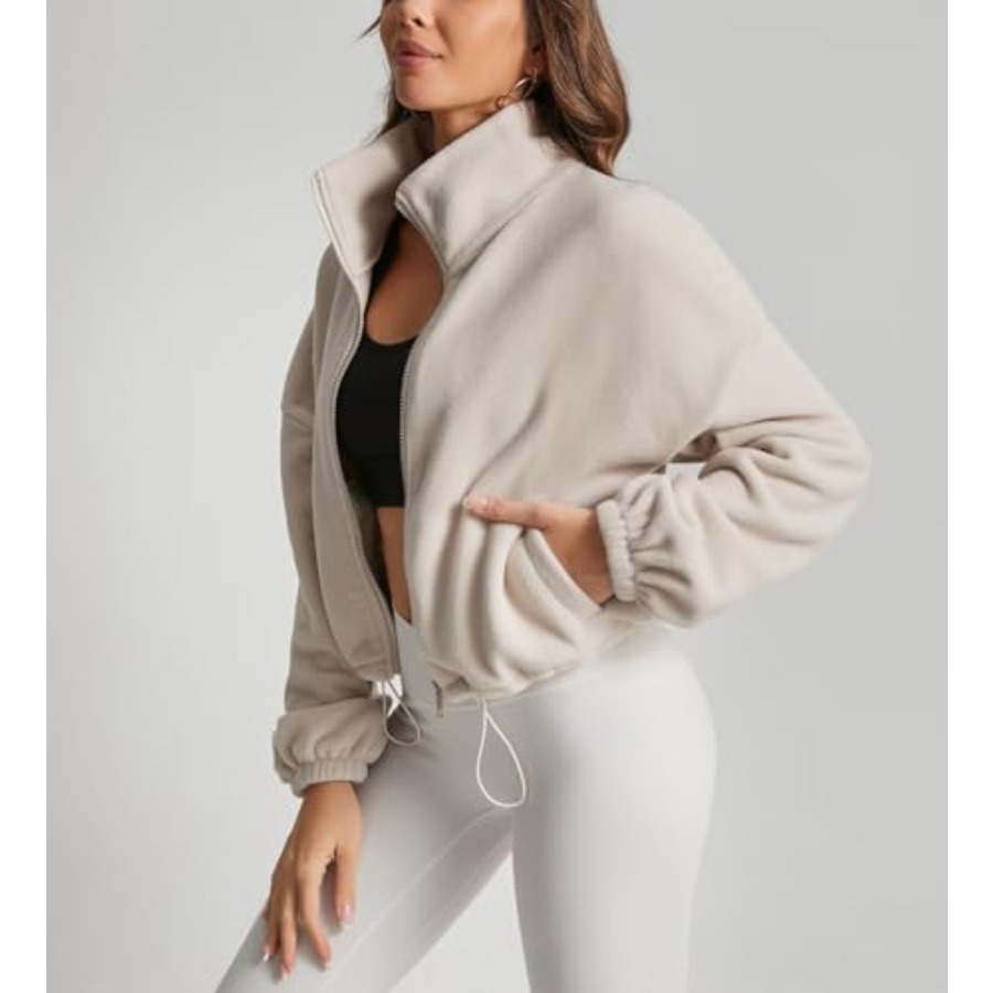 Women's Cropped Sherpa Jacket  - Sherpa Coat Women のレビューと価格