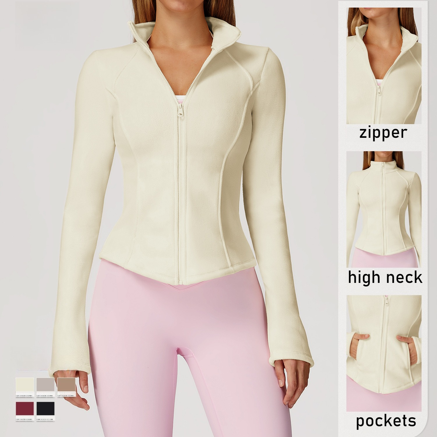 Sherpa Fleece Yoga Jacket Zipp - Sherpa Coat Women のレビューと価格