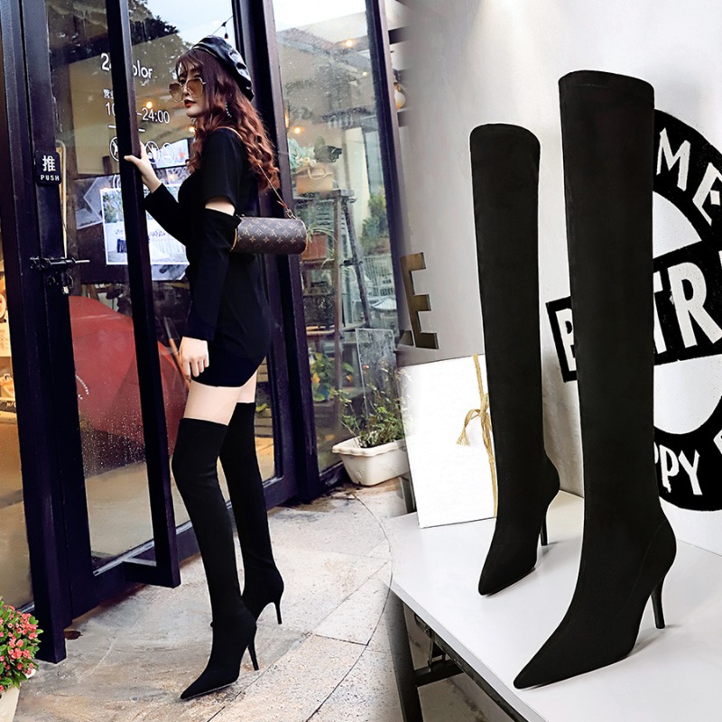 Pointed Toe Flock Sexy Over-th - Women Fashion Over 40 のレビューと価格