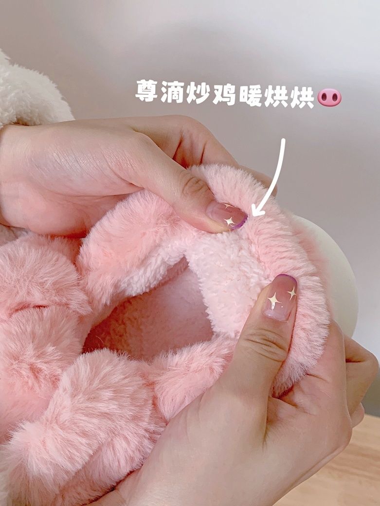 Feerldi Pink fluffy pig slippe - Women Fashion Images のレビューと価格