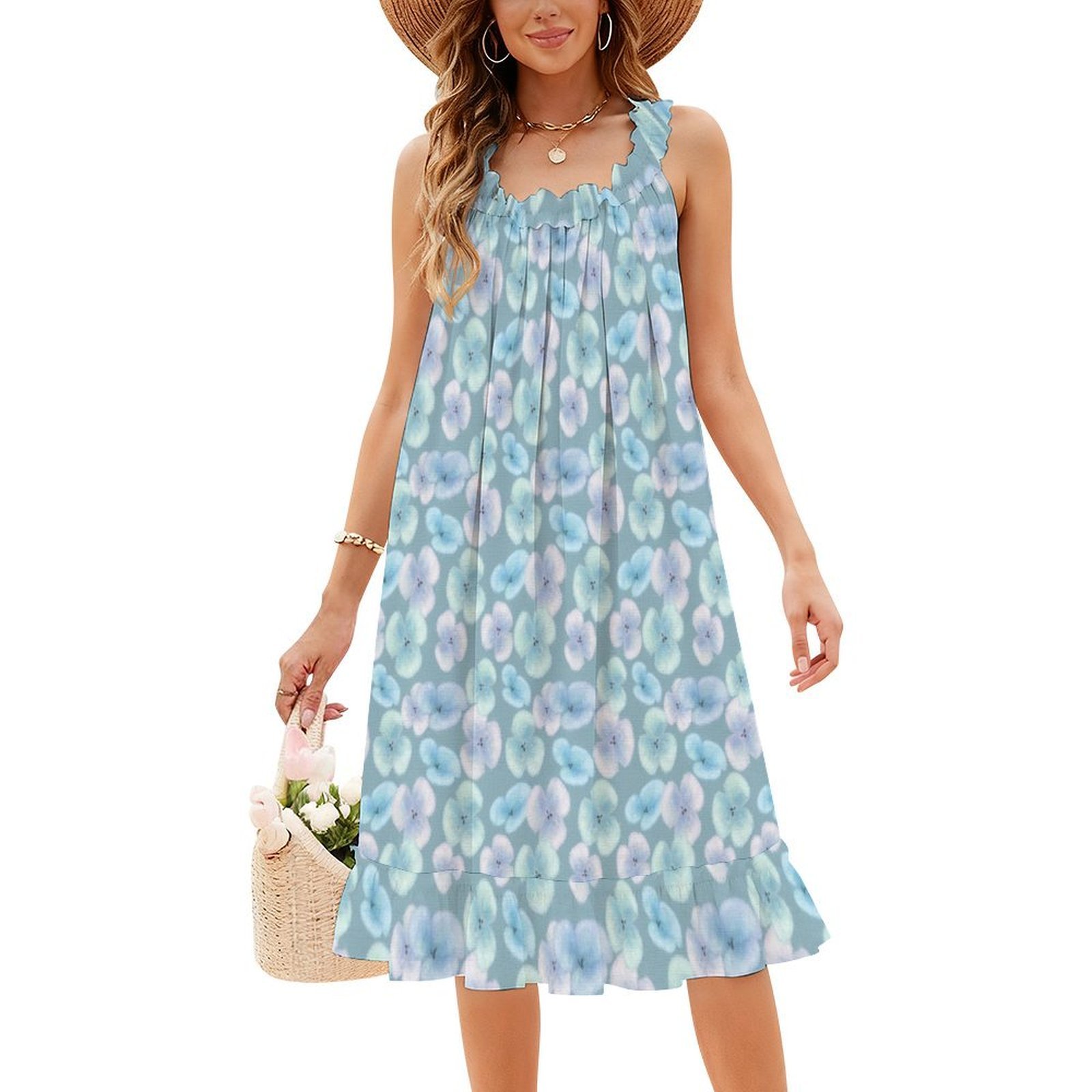 Light Blue Flowers Light Boho  - Women Fashion Gown のレビューと価格