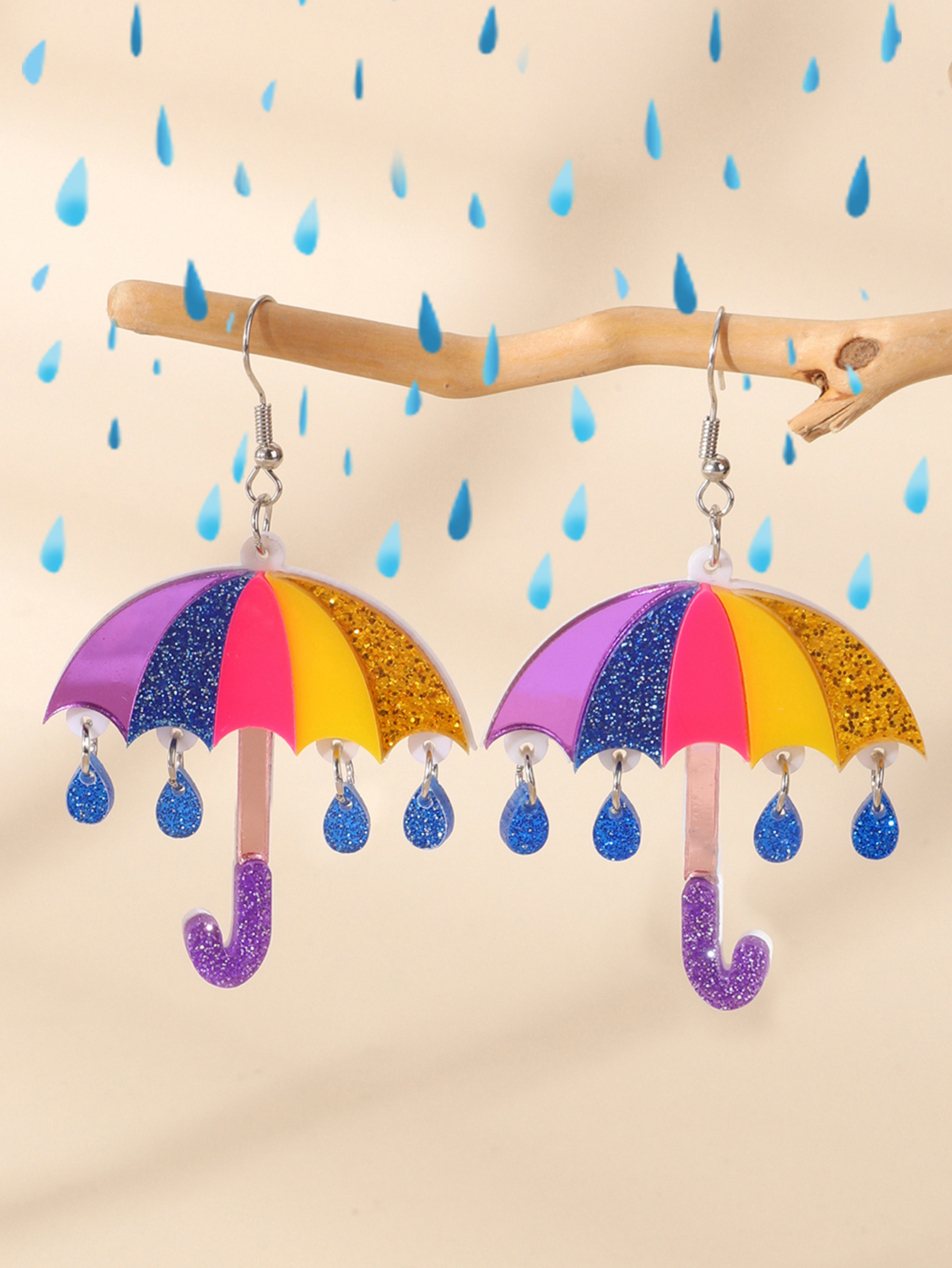 1pair Cute Acrylic Rainbow Col - Women'S Fashion Umbrella のレビューと価格