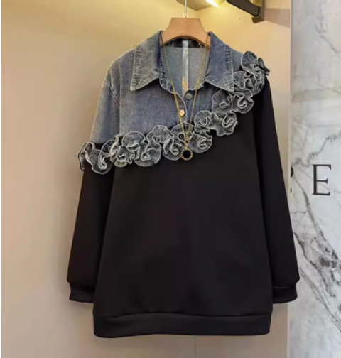 2026 Plus Size Girl Denim Turn - Women'S Fashion Sweatshirts のレビューと価格