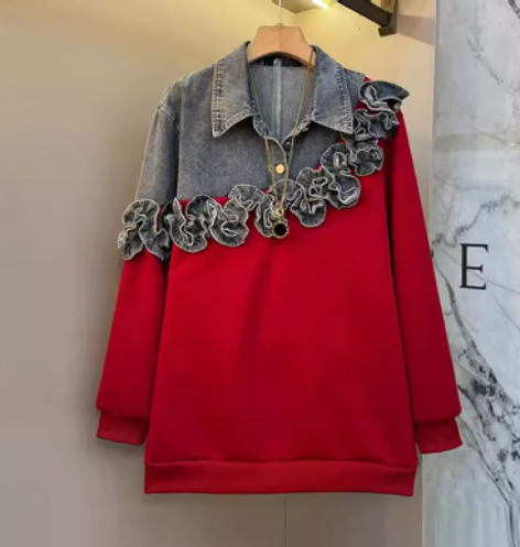 2026 Plus Size Girl Denim Turn - Women'S Fashion Sweatshirts のレビューと価格