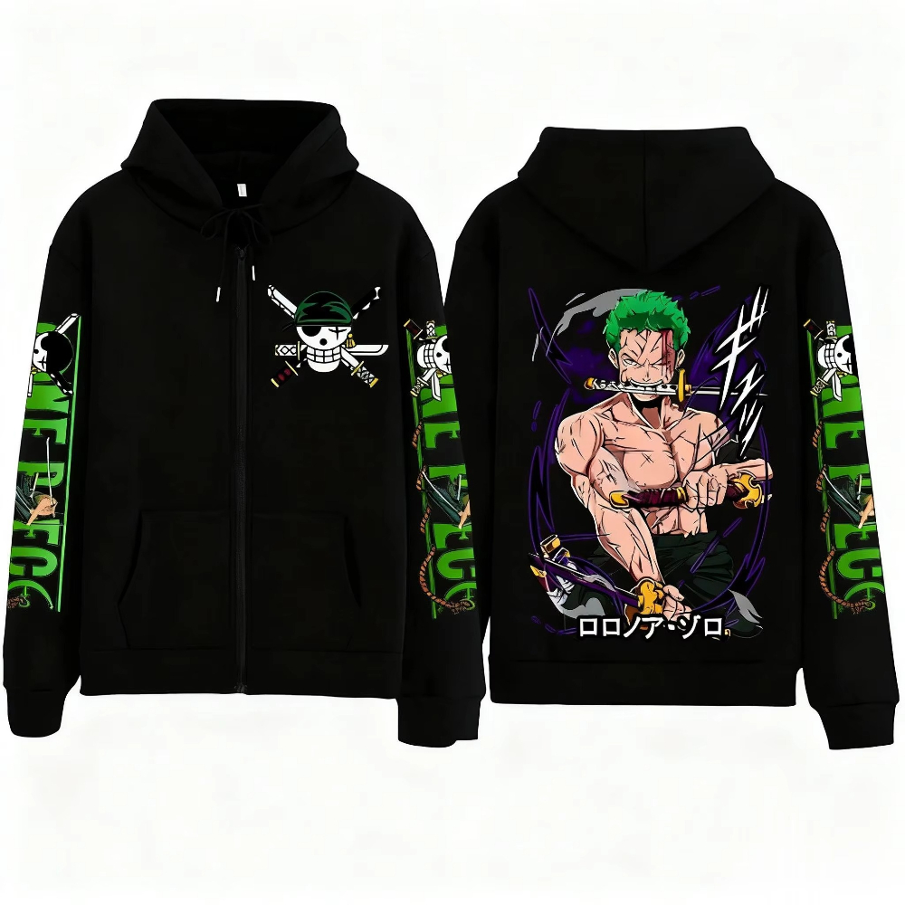 Streetwear One Piece Zoro Anim - Women'S Fashion Zip Hoodie のレビューと価格