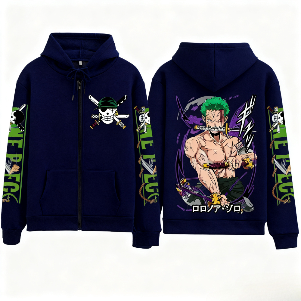 Streetwear One Piece Zoro Anim - Women'S Fashion Zip Hoodie のレビューと価格