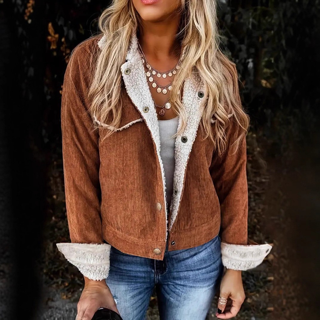 Women's Winter Jacket Corduroy - Sherpa Coat Women のレビューと価格