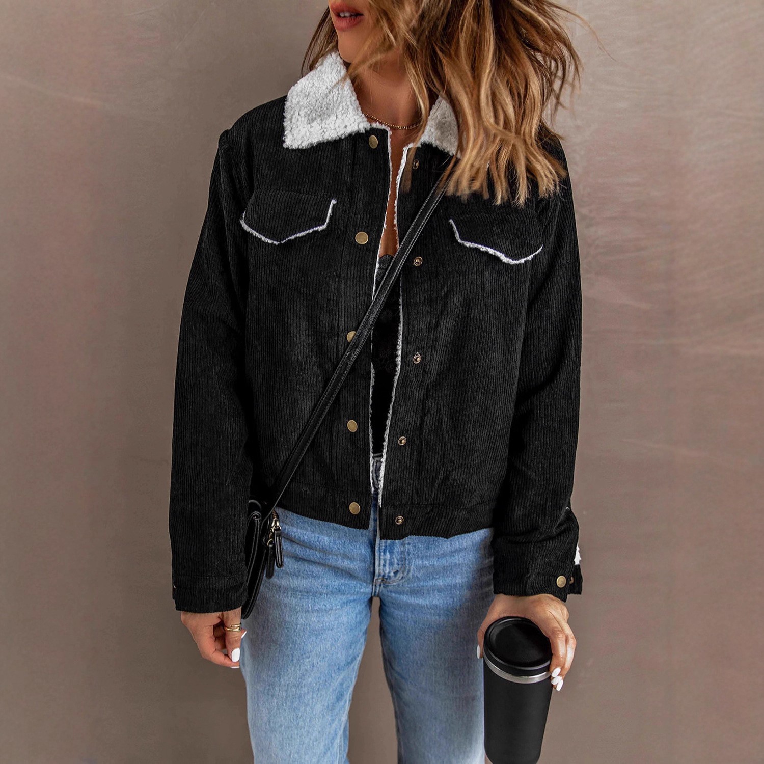 Women's Winter Jacket Corduroy - Sherpa Coat Women のレビューと価格