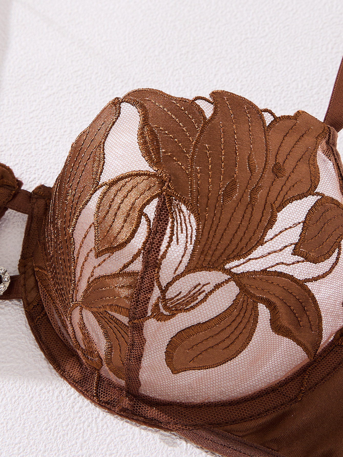 Coffee-colored embroidered pri - Women Fashion Images のレビューと価格