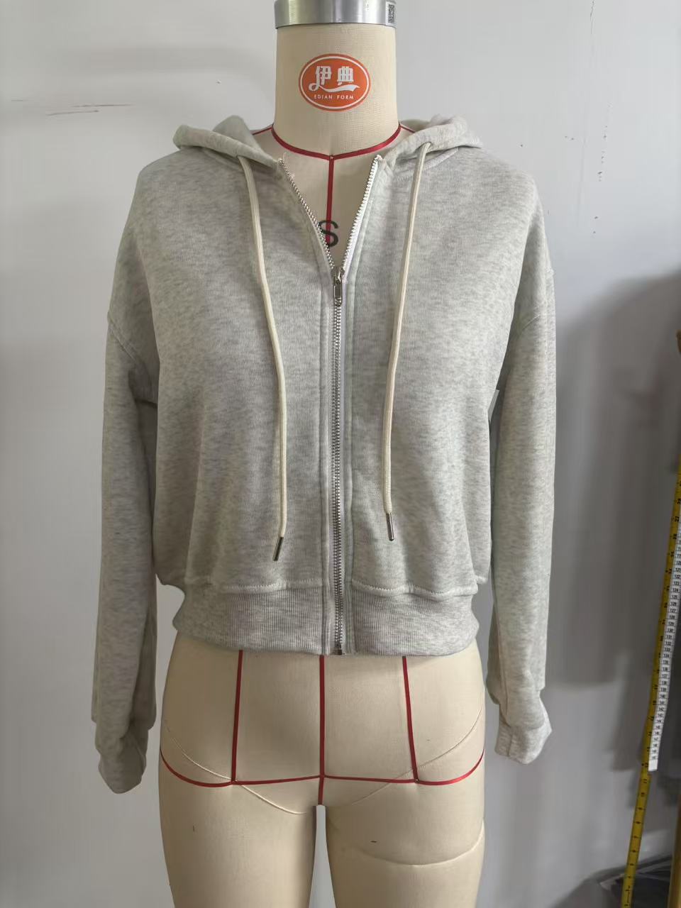 Women's Gray Cropped Zip Up Ho - Women'S Fashion Zip Hoodie のレビューと価格