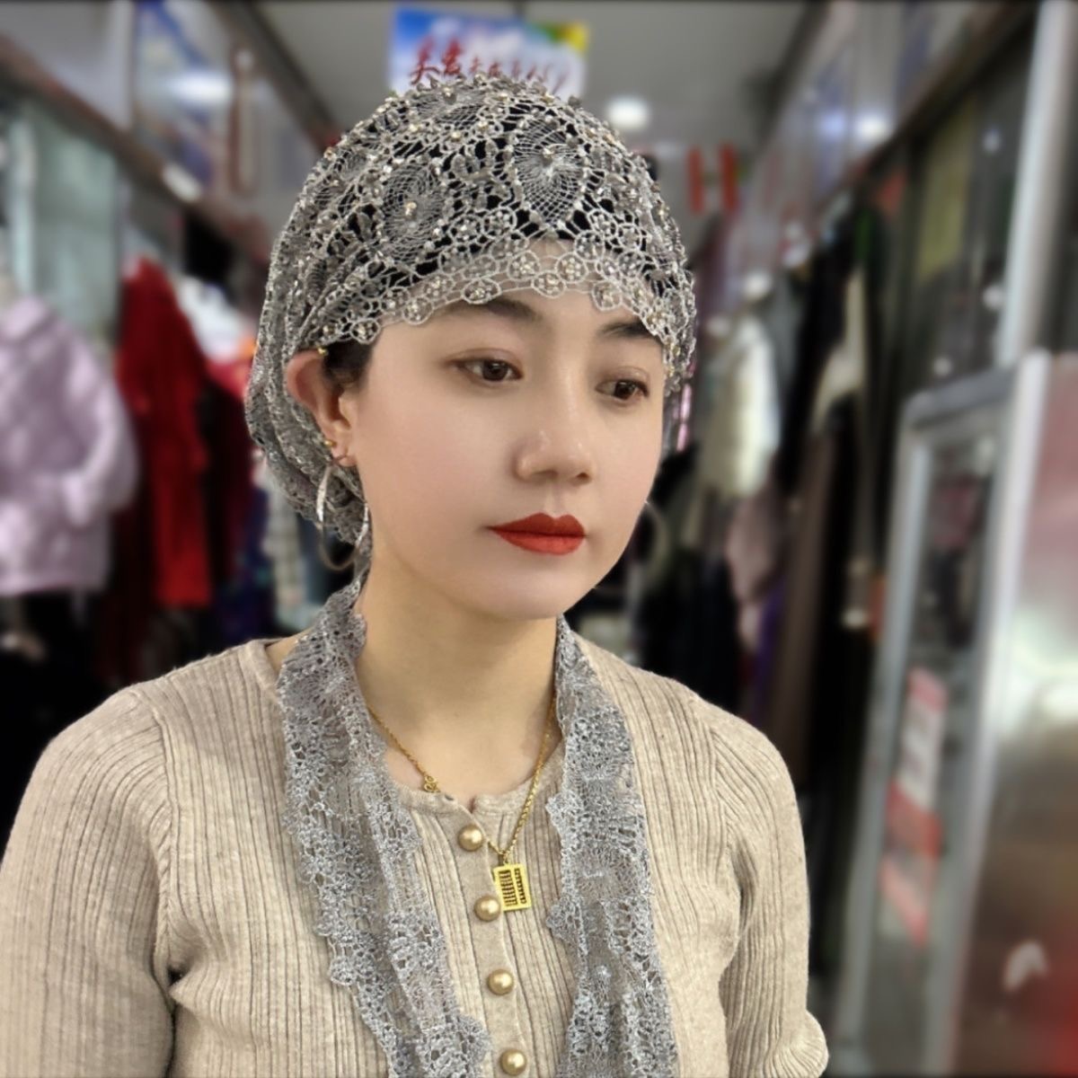 Muslim Hijabs Women Wedding De - Women Fashion Hats のレビューと価格