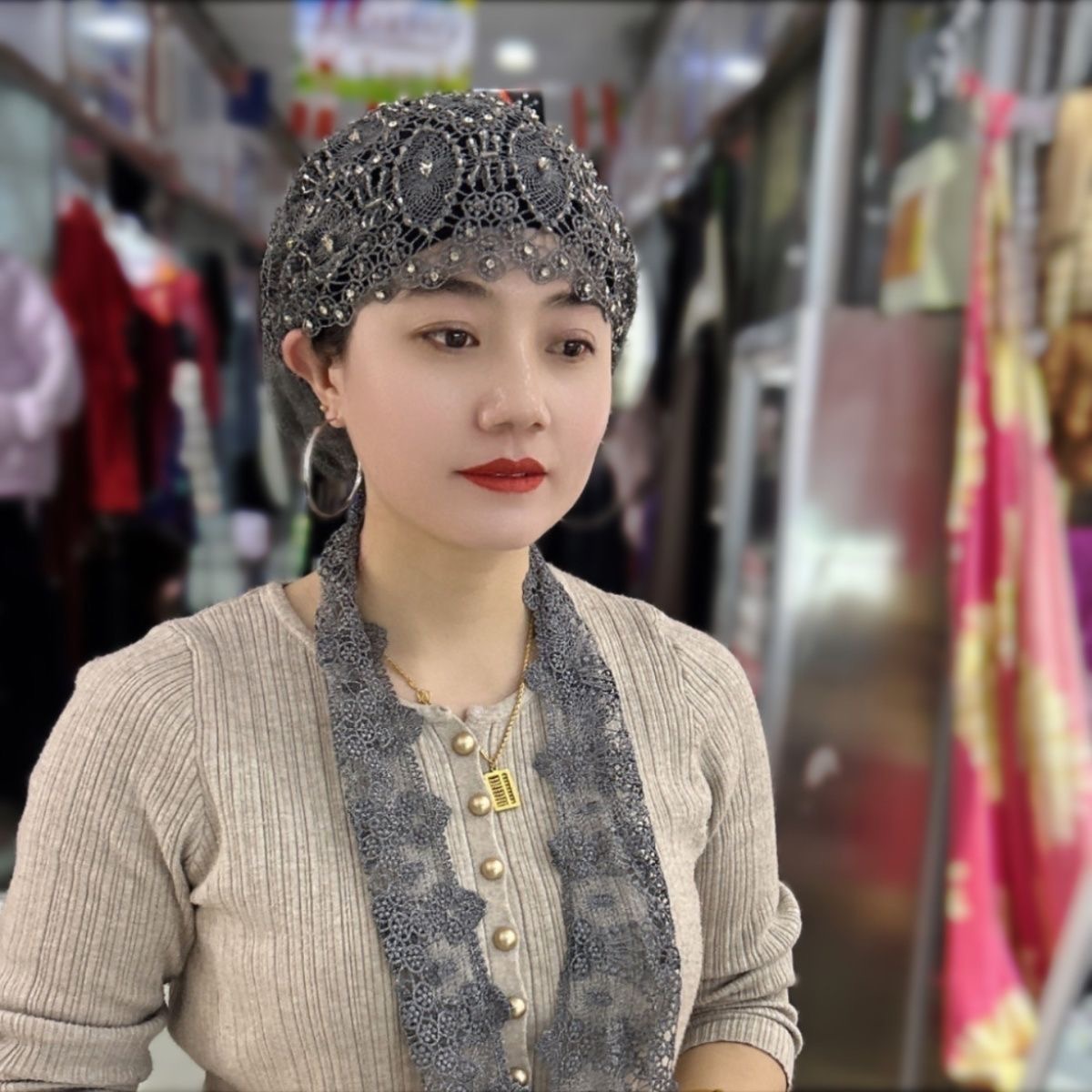 Muslim Hijabs Women Wedding De - Women Fashion Hats のレビューと価格