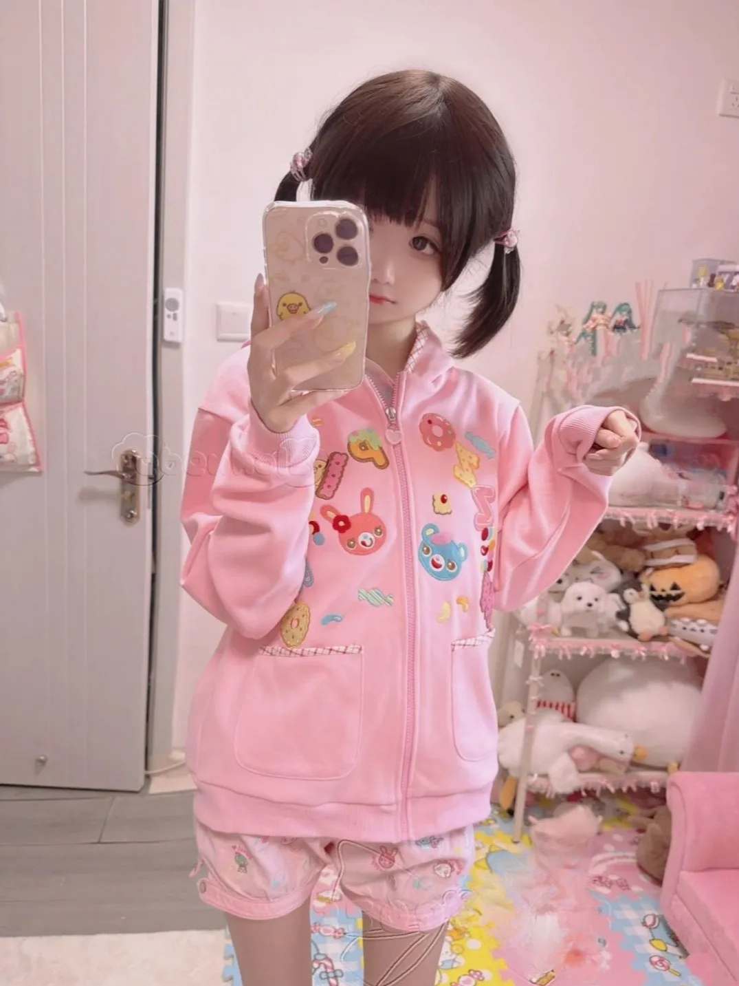 Kawaii Hoodie Cartoon Patch Po - Women'S Fashion Zip Hoodie のレビューと価格
