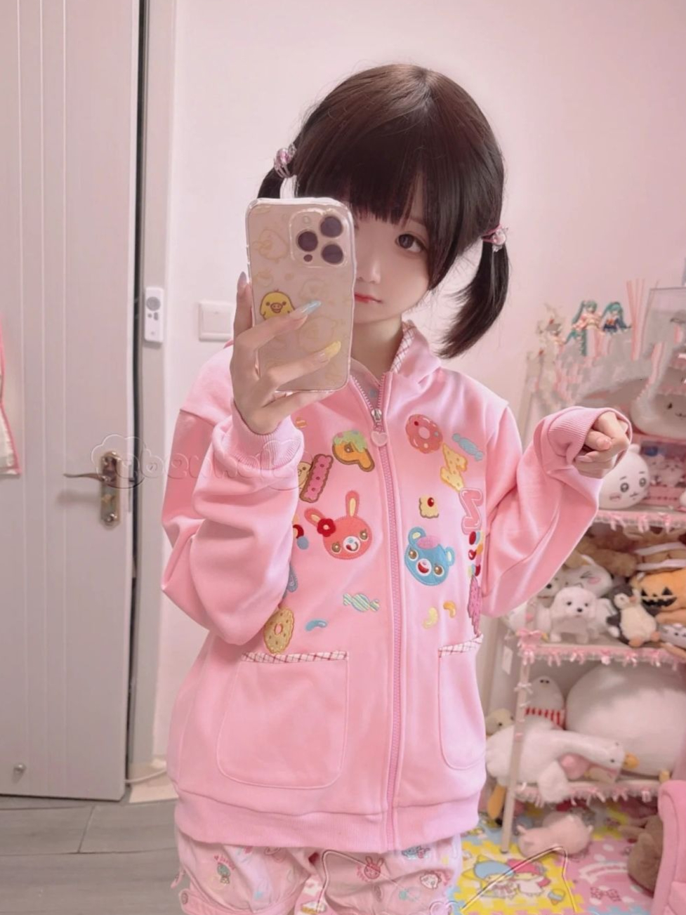Kawaii Hoodie Cartoon Patch Po - Women'S Fashion Zip Hoodie のレビューと価格
